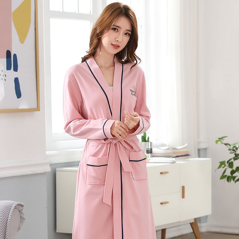 Camisón de manga corta pijamas de los hombres primavera y otoño albornoz algodón primavera y otoño mediados de longitud de algodón ropa de casa de verano