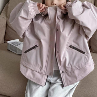 Girls' Coat Children's Charge Clothes Hooded Jacket 2024 Autumn New Style Mid-Large Children's Windproof Top South Korea Children's Clothing