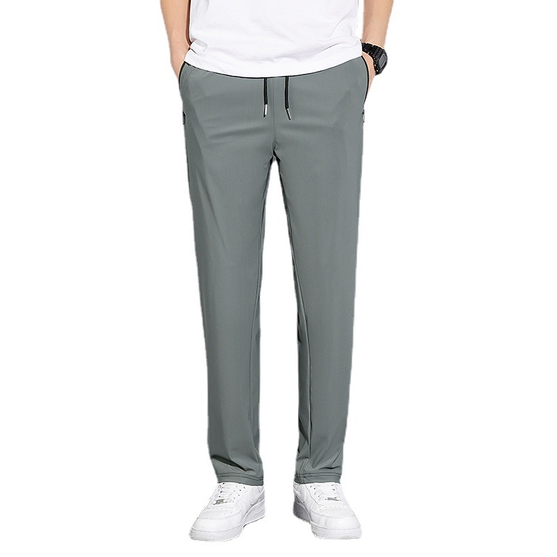 Pantalones de seda de hielo pantalones casuales de los hombres delgados verano 2022 nuevos deportes de secado rápido más los pantalones flacos del tamaño