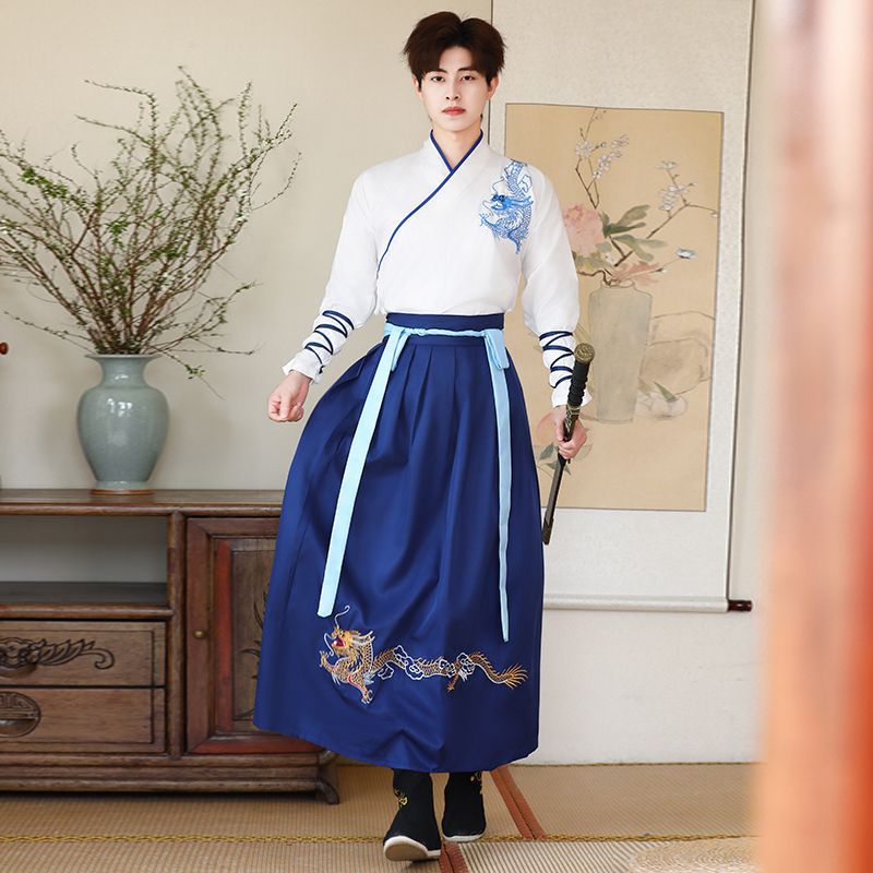 Xianglong 흰색과 파란색 정장