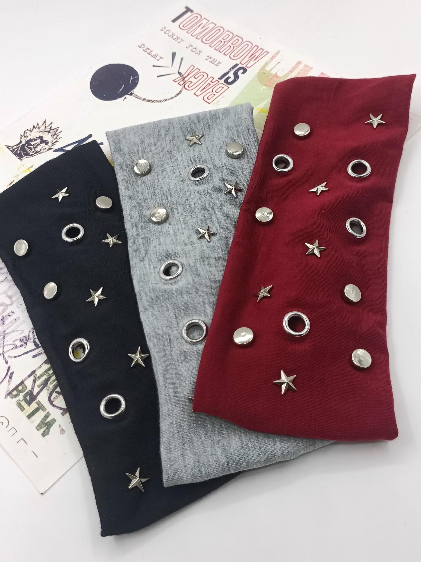 HW250604-45x8cm朋克风圆气眼五角星平面钉混搭弹