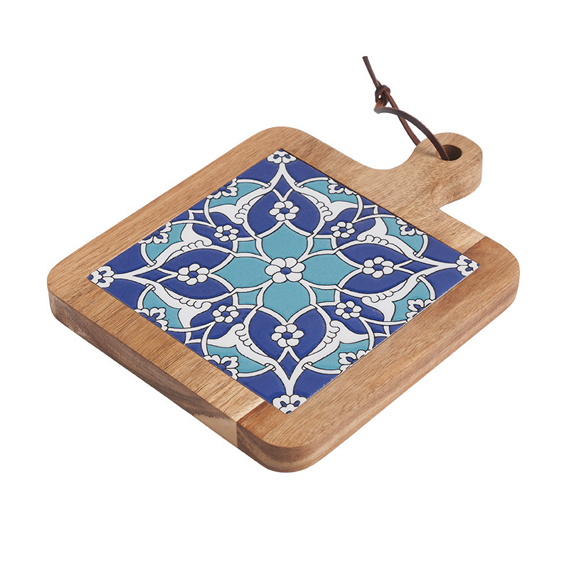 Madera maciza vintage azulejo mantel estera de aislamiento estera de mesa creativa anti-escaldado cazuela estera olla grande japonés nuevo