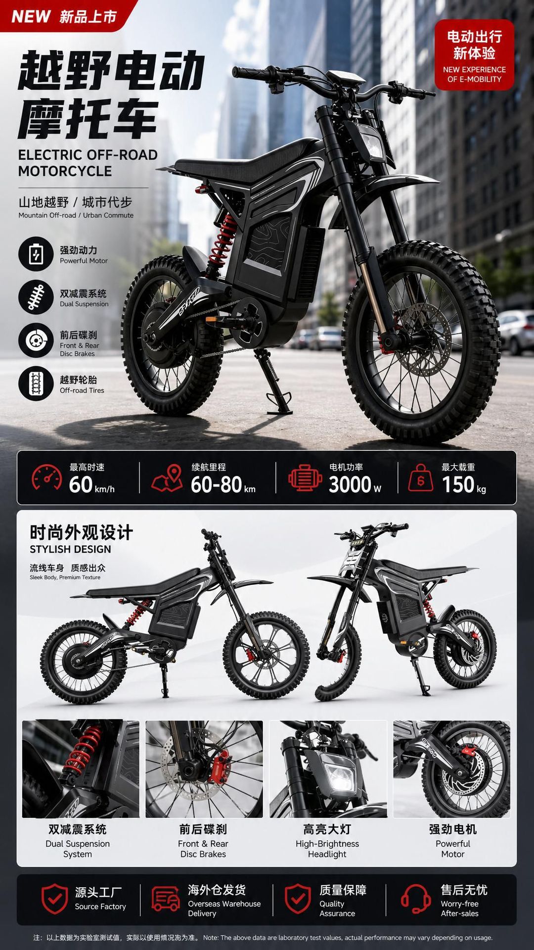 Overseas Warehouse Dropshipping Electric Motorcycles, Factory Private Model, In-Stock City Commuter Vehicles, Two-Wheeled Off-Road Mountain Bikes