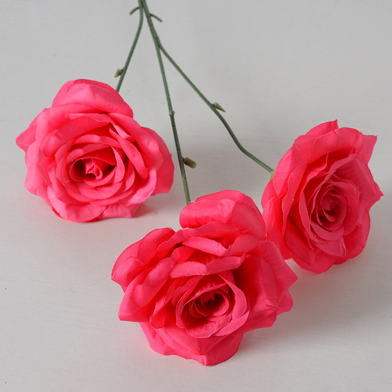 Flor de rosa de franela simulada flor falsa única flor artificial boda casa decoración del día de San Valentín sensación de alta calidad ramo de pared