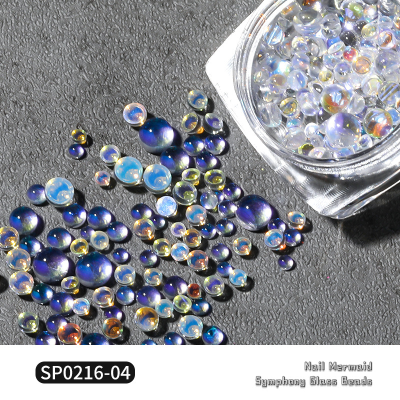 Joyería de uñas caliente mezclada sirena cuentas mágicas plana redonda cristal Aurora cuentas de cristal joyería de uñas diamante