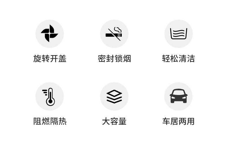 Sealed rotating car ashtray, anti-ash flying metal design, creative high-end in-car ashtray, anti-drop device