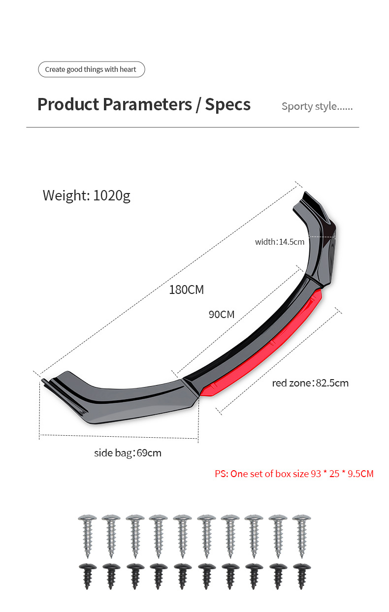 Factory direct sales universal car front spoiler, four-section thickened front corner protector, universal front lip small body kit, protective panel modification