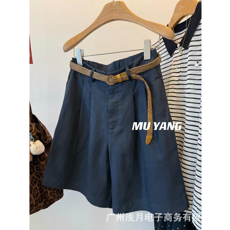 Muyang Really Easy to Wear! 79 Lyocell 21% Linen Shorts for Women Summer High-Waisted Slimming Straight-Leg Casual Pants Muyang Really Easy to Wear! 79 Lyocell 21% Linen Shorts for Women Summer High-Waisted Slimming Straight-Leg Casual Pants