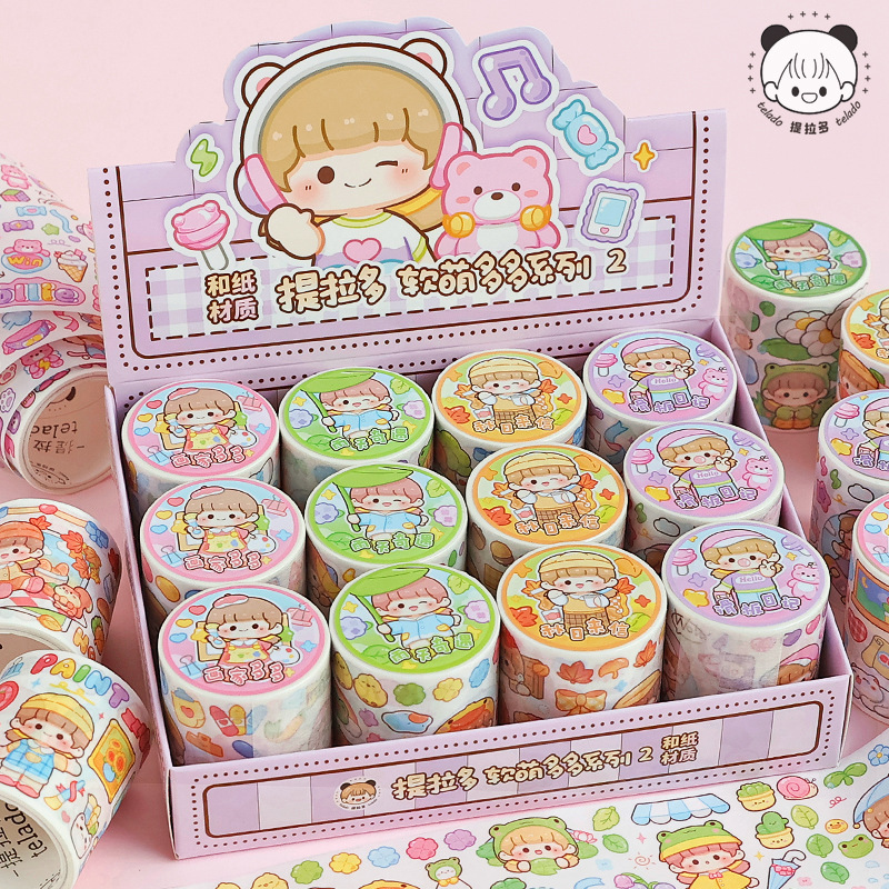 Tie-Da Juio Soft Cute Mucho-chan 2m Handmade Diary Tape Tape Box and Cute Girl Diary Tape