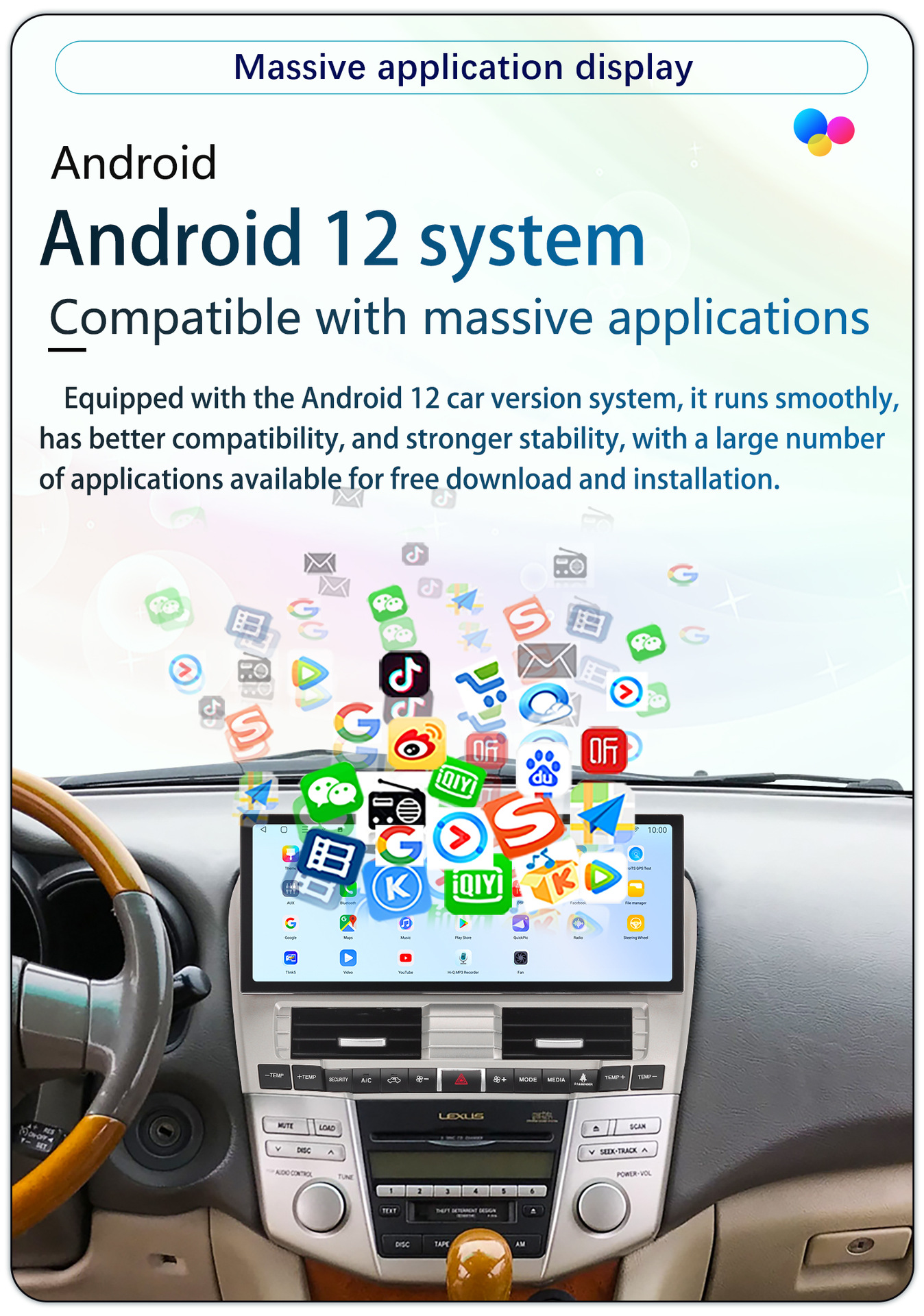 Suitable for 04-08 Lexus Rx330/350 Central Control Large Screen 12.3inch Navigation 360 Panoramic All-In-One Machine