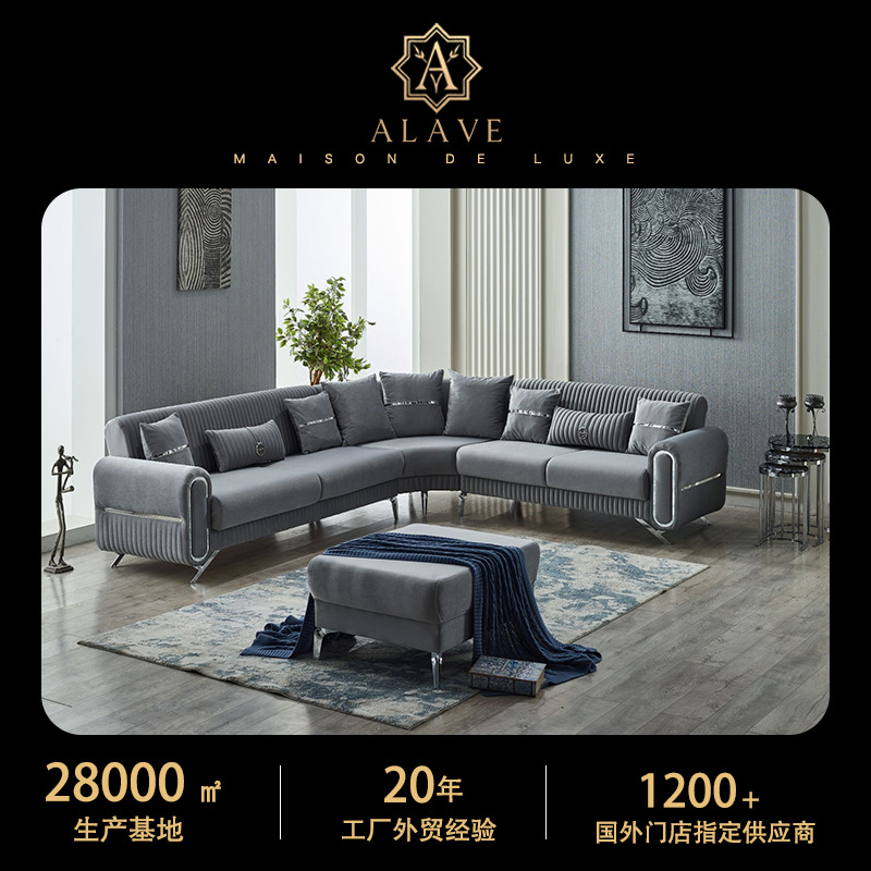 royal convertible sectional grey广东佛山家具厂高端定制沙发