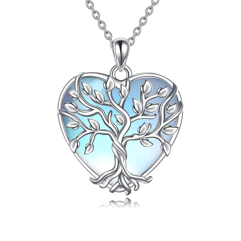 Cross-border Moonstone Earrings Necklace, European And American Light Luxury High-end Earrings, Asian Heart Tree_voghion.com