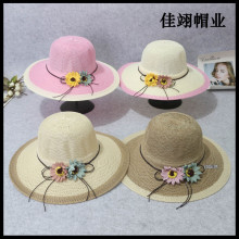 大沿遮阳女帽摆摊批发花边帽旅游区热卖款编制草帽户外防晒遮阳帽