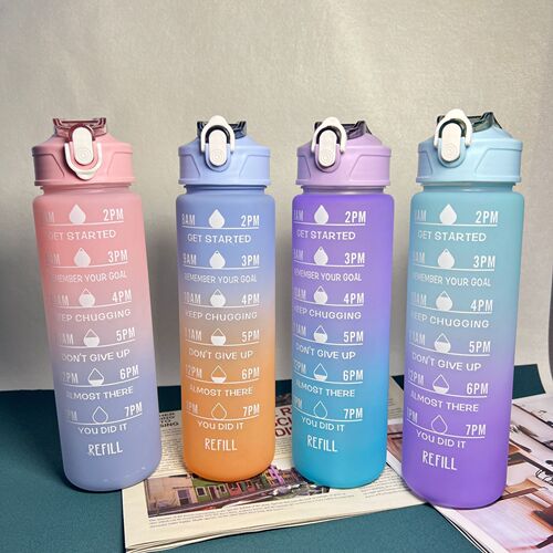 Cross-border gradient water cup large capacity plastic cup home use with scale line men and women high beauty kettle can be printed 