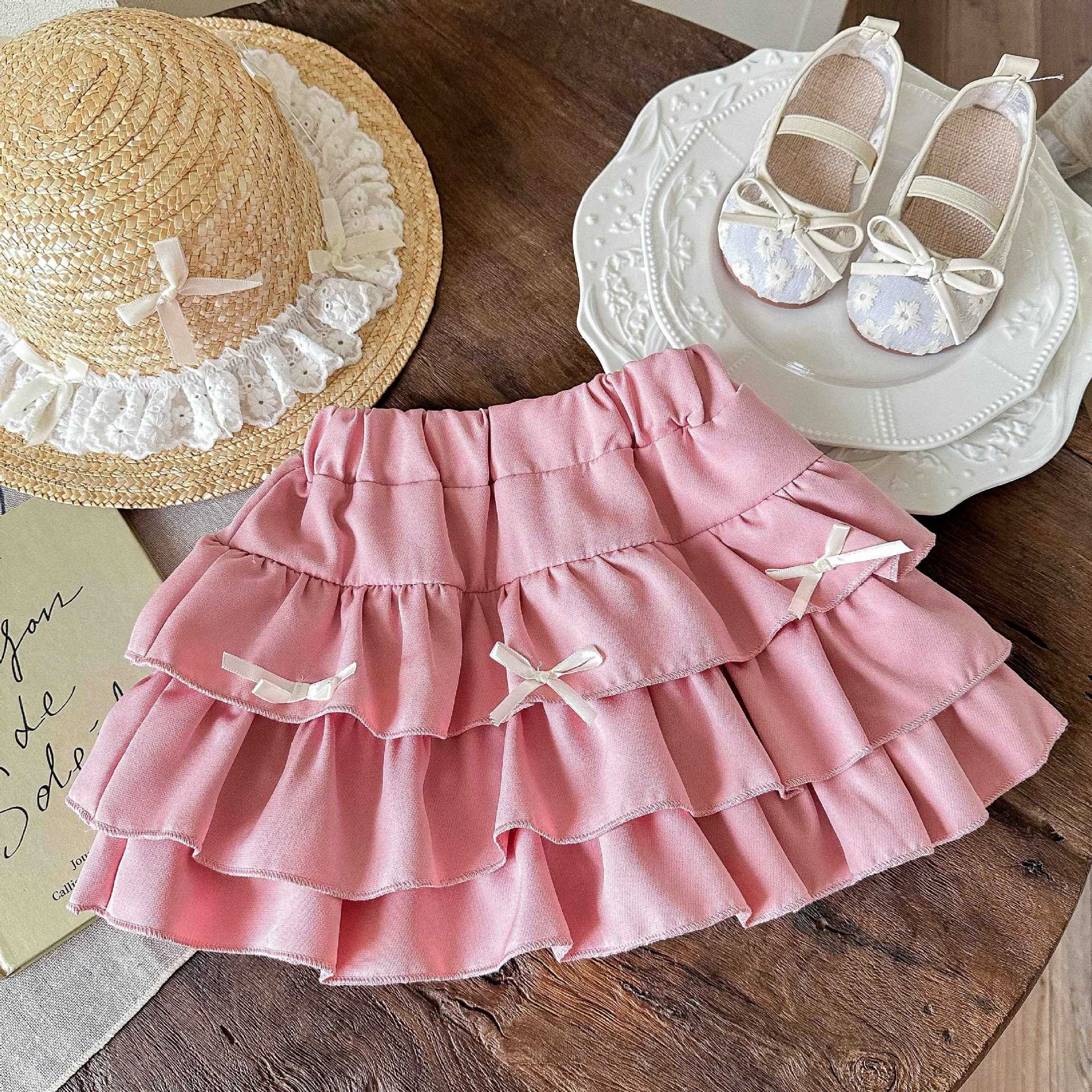 Estrella infantil, artefacto redondo de todo fósforo, falda de pastel para niñas, falda de todo fósforo de estilo occidental de verano, falda de media longitud de color sólido de verano, marea