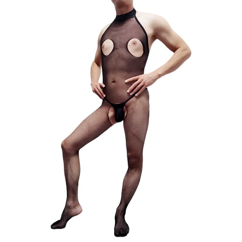 男性のネットの靴下の透かし彫りの開段の頭の連体のストッキングのネットの服の連体の靴下の男性の連体の靴下の袖なしの細いネットはすべて巻きます。