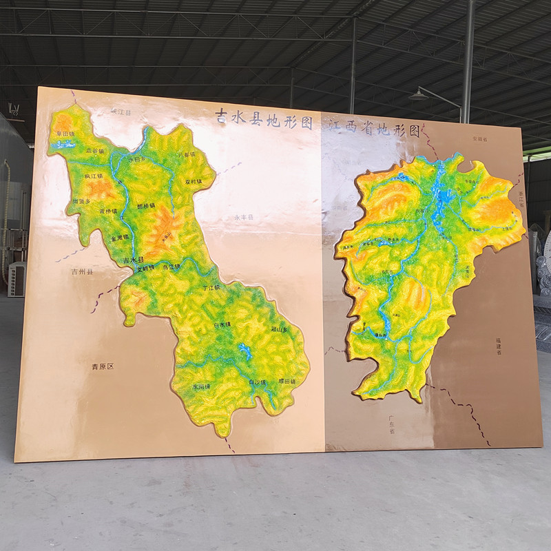 玻璃钢江西地图模型户外海南地形手工学生教学用品学校地理园摆件