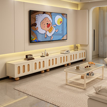 客厅落地电视柜茶几电视柜组合收纳储物柜一体奶油风小户型电视柜