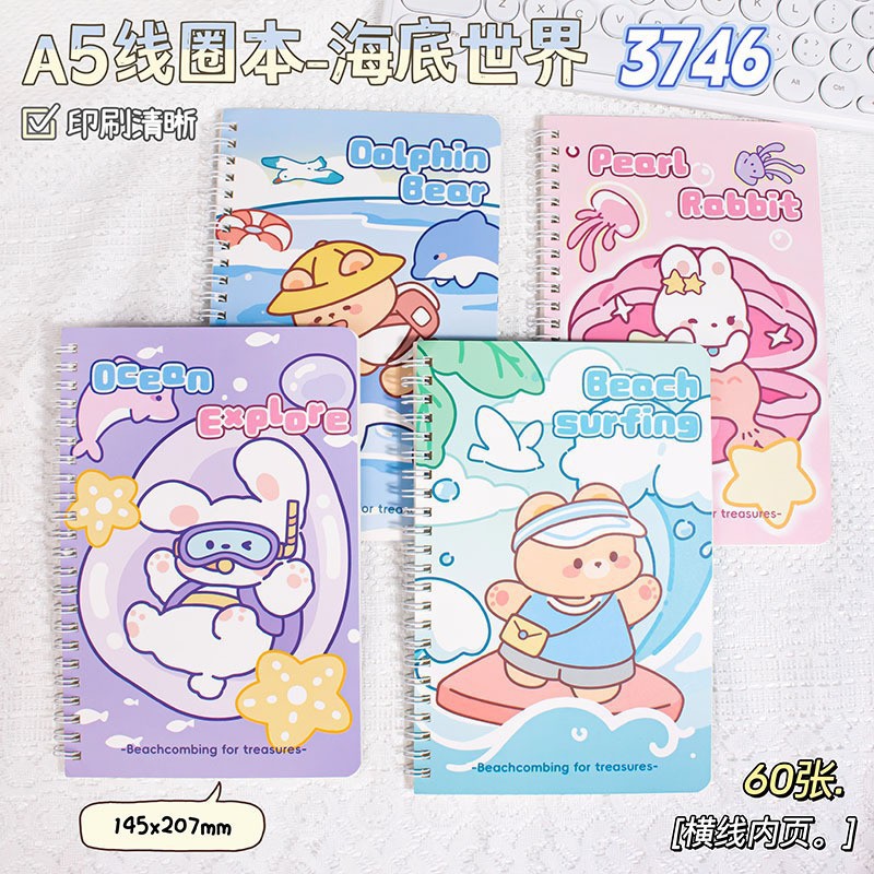 Cuaderno Espiral A5 con Dibujos Animados, Útiles Escolares, Papelería de Oficina, Bloc de Notas, Cuaderno de Alta Calidad al por Mayor