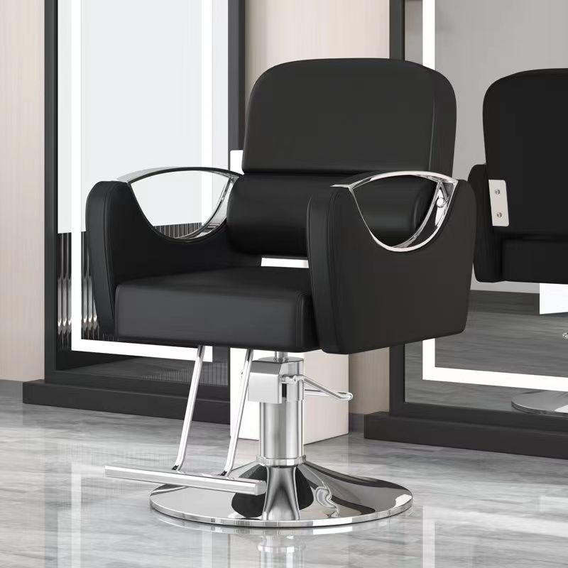 Silla de peluquería, peluquería, barbería, asiento giratorio, silla de corte de pelo simple de acero inoxidable, silla elevadora de afeitado inclinable