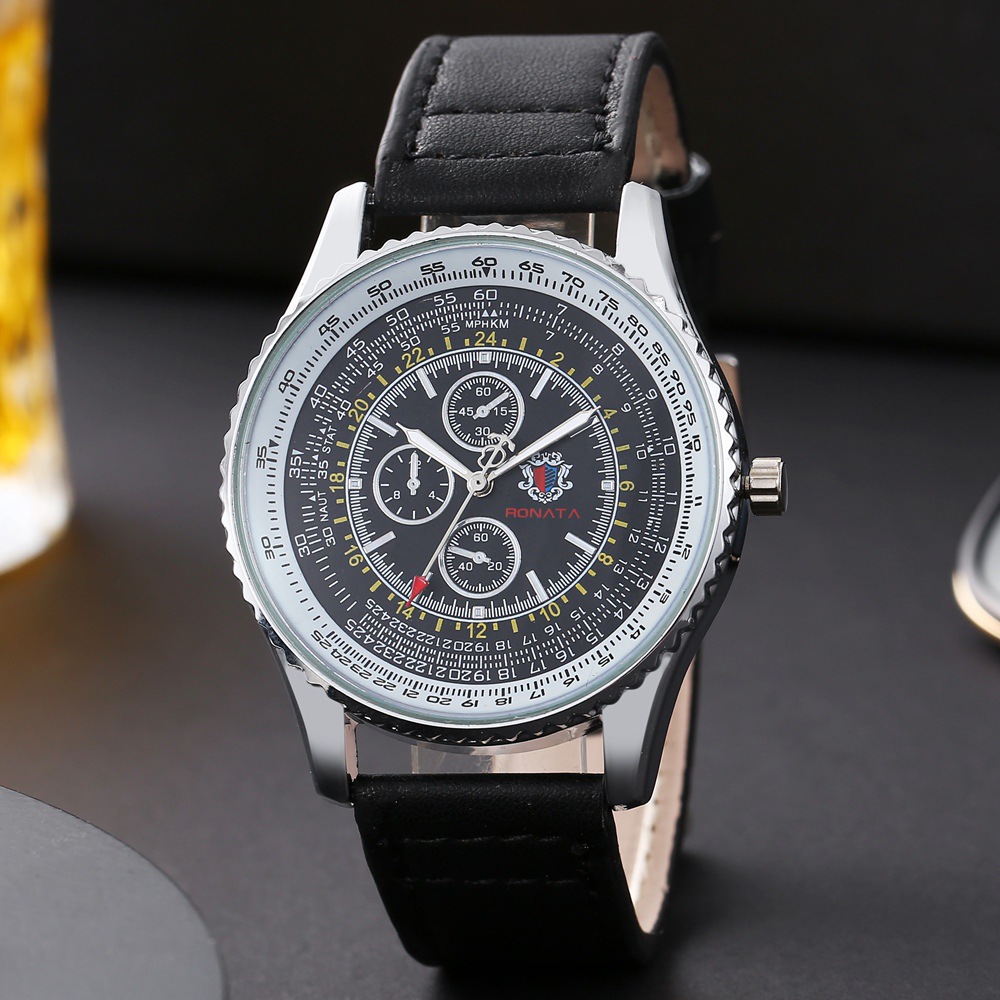 Foreign Trade Hot-Selling Fashion Men's Watch Casual Leather Strap Men's Quartz Watch Large Dial Watch Fashion Watch Wholesale
