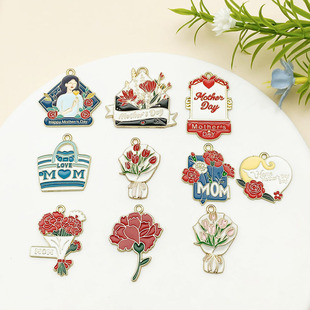 Cross-border oil drop mother's festival series alloy pendant accessories accessories diyMOM earring necklace keychain material