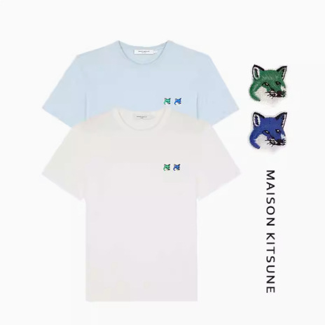 Maison Kitsune Spring and Summer New Style 2023 Men's and Women's Two-Color Fox Head Short-Sleeved Round Neck T-Shirt