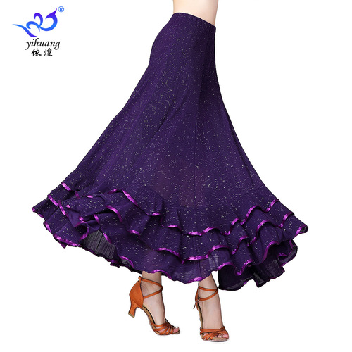 Red royal blue Modern ballroom dance skirt for women Dance practice skirt waltz tango Ballroom dancing sequined skirt