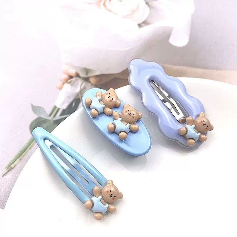 Заколки hairpins brand Cute для челки, пастельные мишки и звёзды, наборы