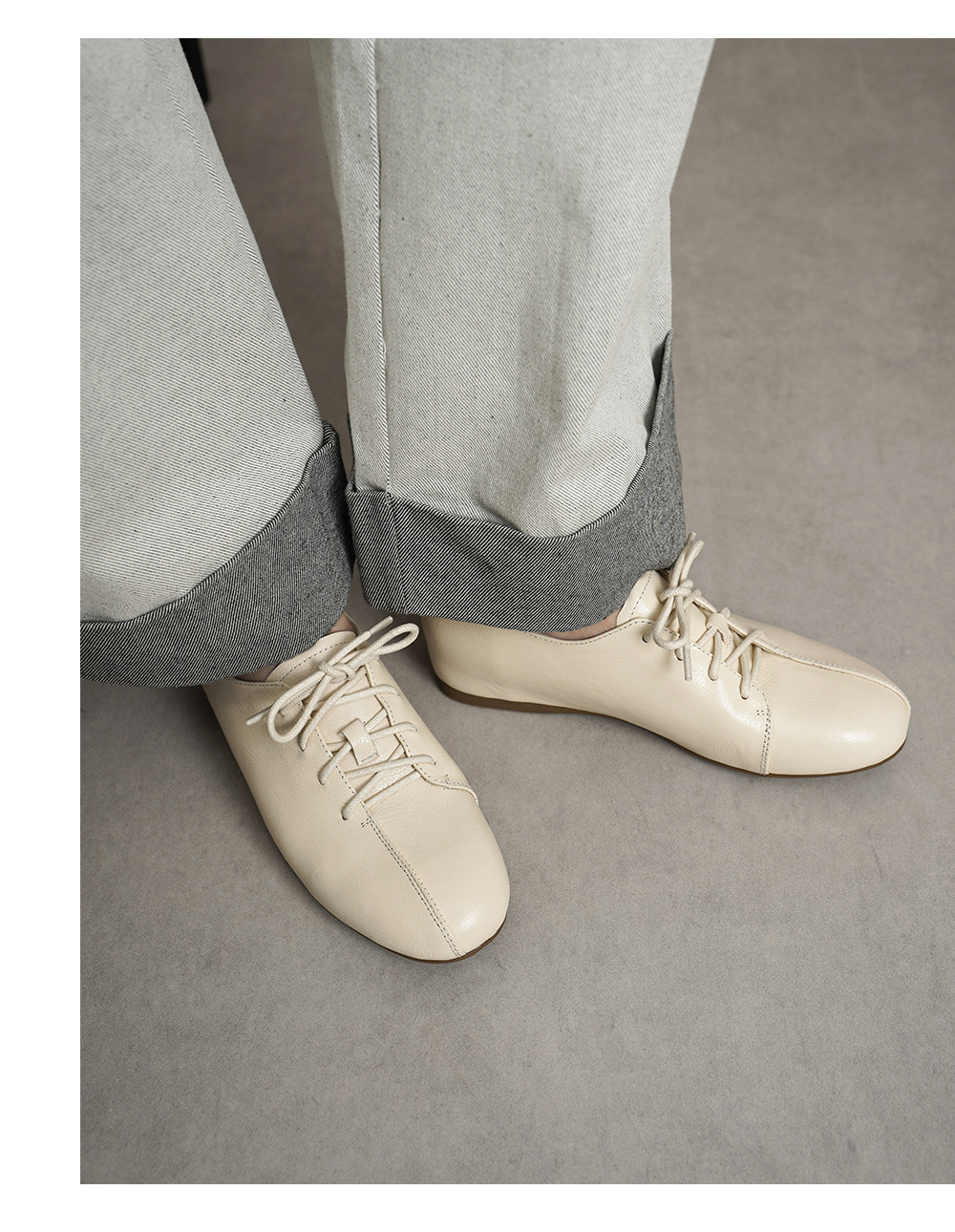 Giày lười nữ da cừu buộc dây mũi vuông phong cách loafer — đen chi tiết 8