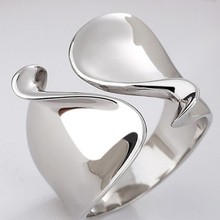 新款韩版可爱波浪扭曲开口戒指爆款可调节光面刻字s925戒指厂家直
