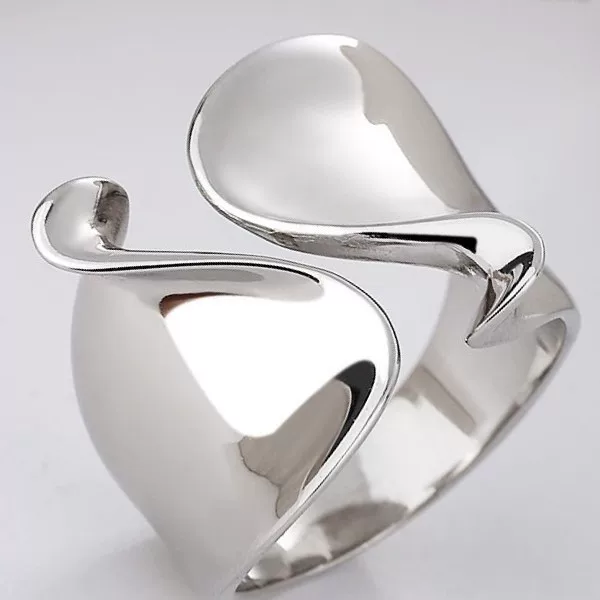 New Korean Style Cute Wavy Twisted Open Ring Hot Style Adjustable Glossy Lettering S925 Ring Factory Direct