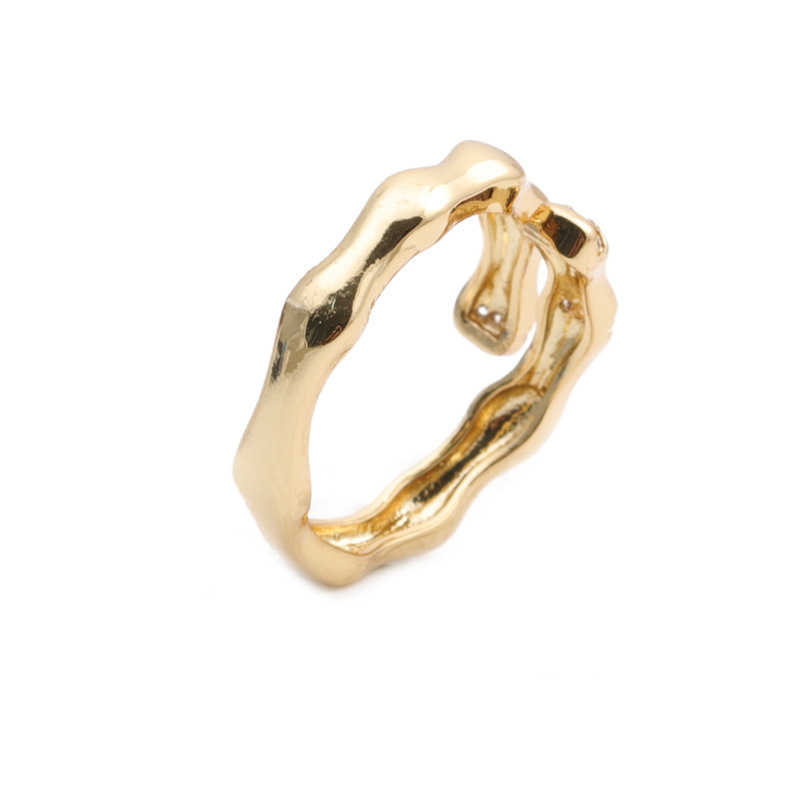 Fashion Bamboo Open Copper Zircon Ring display picture 2