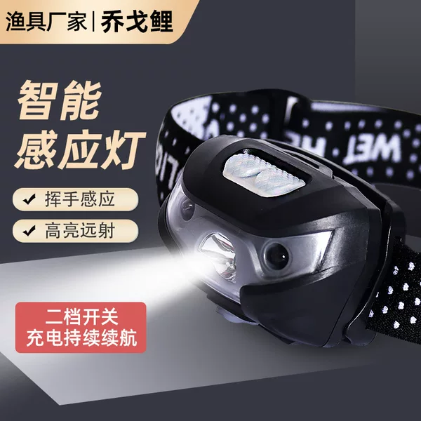 Wholesale outdoor lighting headlamp spotlight induction night fishing lamp charging long endurance night running lightweight headlamp fishing lamp