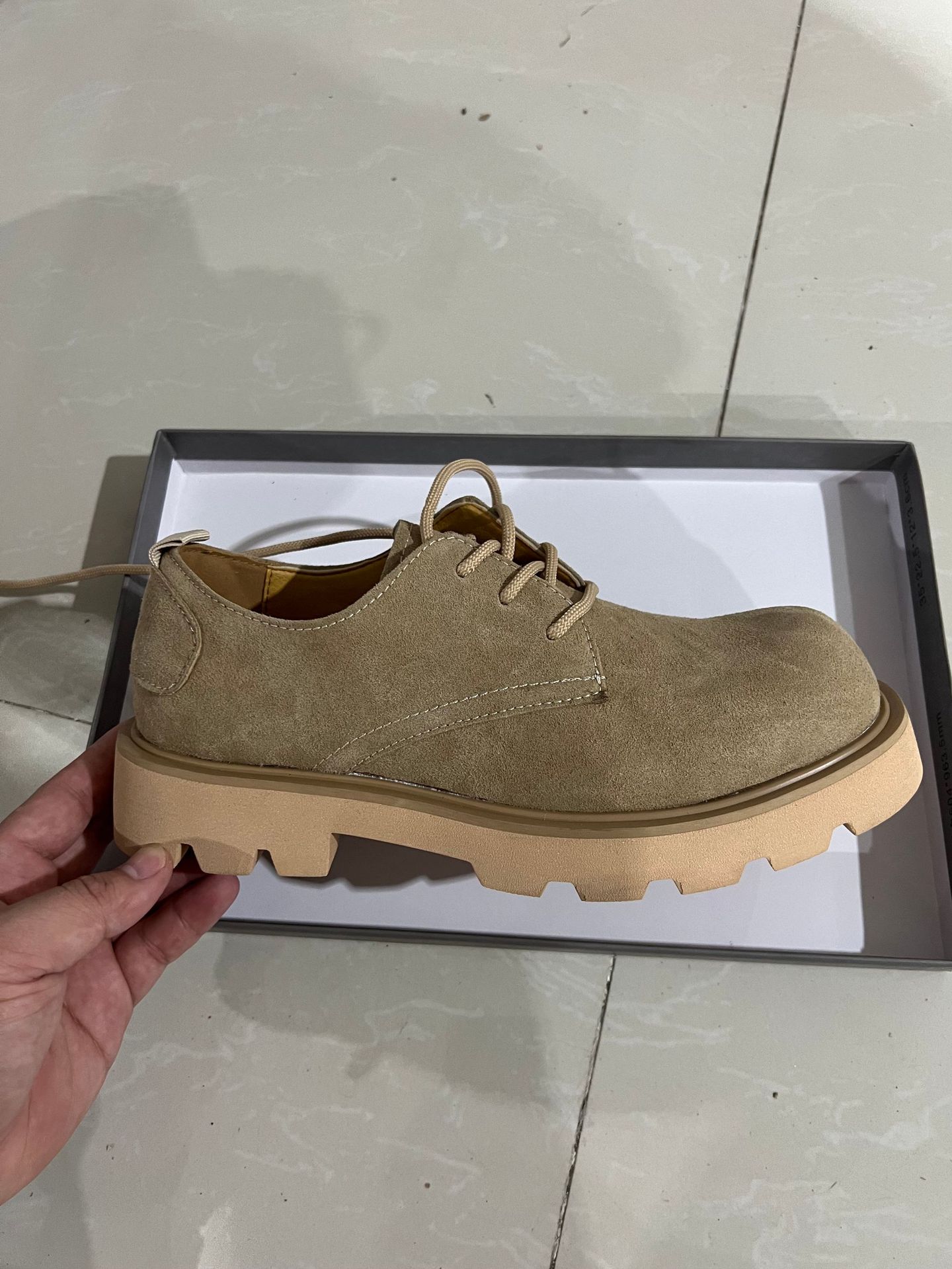 ShoeVault Derby Cow Suede Genuine Leather Toe Thick Low Top Big Yellow Boots Soft Bottom Non-Slip Fashion Men Shoes Trendy_voghion.com