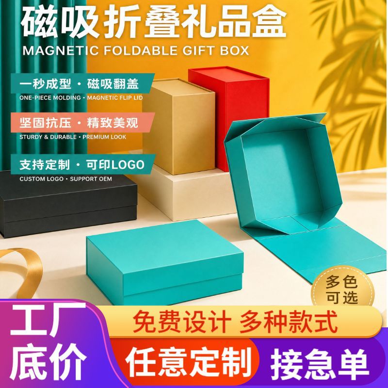 一片式翻盖首饰包装盒定制磁吸精美礼品盒可印logo礼物高端首饰盒