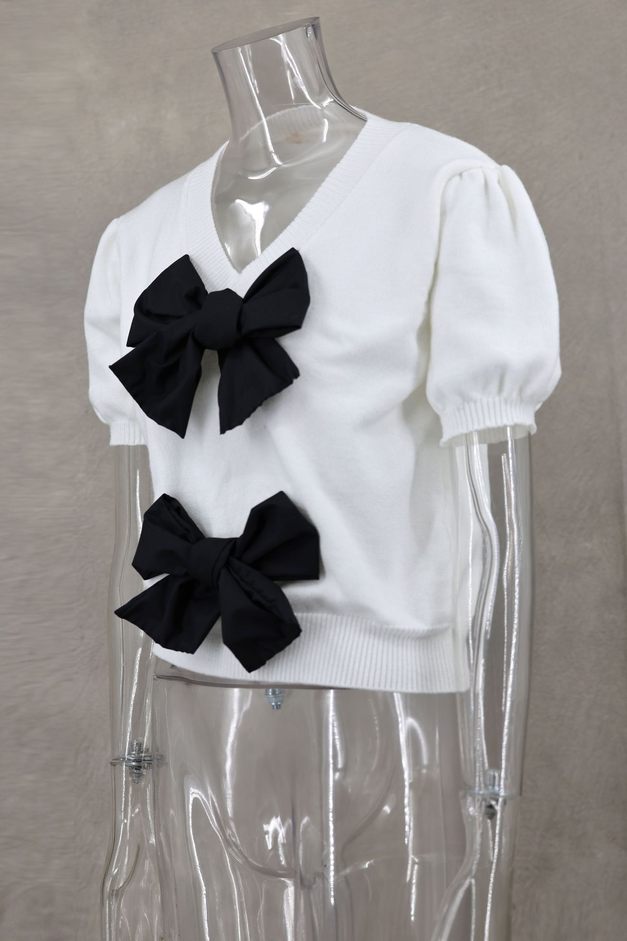 273g Weight Short Sleeve Sleeve Length Pullovers Placket Type Polyester Fabric Type Short Top Length T-shirt Tops Type Holiday, Daily Occasion Round Neck Neckline Regular Fit Fit Type Bow Knot Pattern Summer, Spring Season Women's Gender Patchwork, Bowknot Design Vacation Style Wholesale Women's Vacation Bow Knot Short Sleeve Patchwork Bowknot Sweaters & Cardigans 8