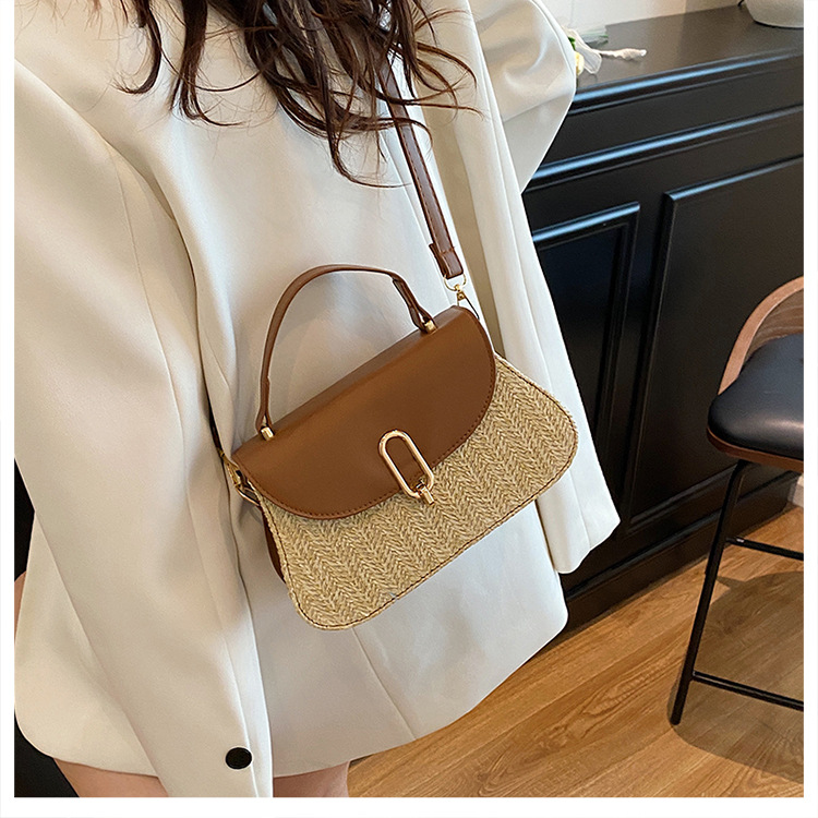 264g Weight Lock clasp Closure Type Single Shoulder Strap Strap Type Shoulder Bag Bags Type Casual Occasion Pu Leather Material Color Block Pattern All Seasons Season Women's Gender Streetwear Style Square Shape Women's Pu Leather Color Block Streetwear Square Lock Clasp Shoulder Bag 5