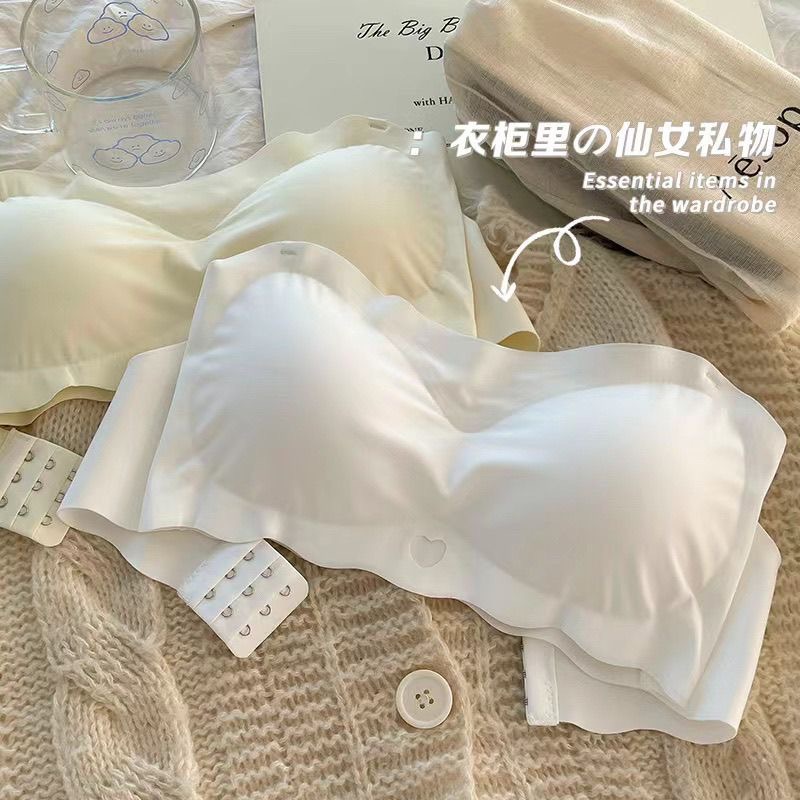 Traceless Strapless Underwear Non-slip Small Chest Large Push-up Bra Anti-sagging Front Buckle Tube Top Bra