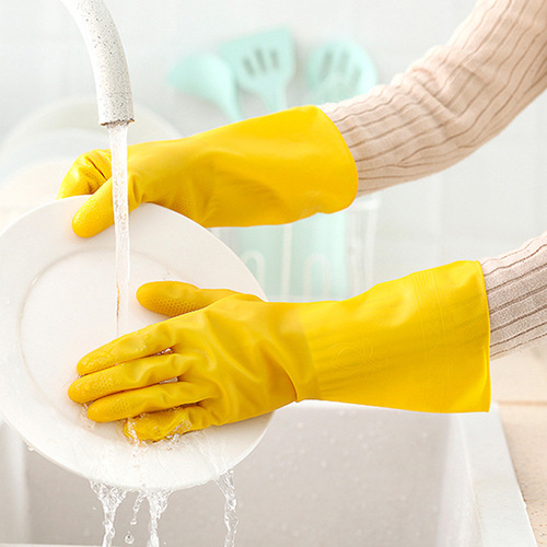 Rubber gloves for women household cleaning work, durable plastic, household kitchen dishwashing laundry washing waterproof latex gloves
