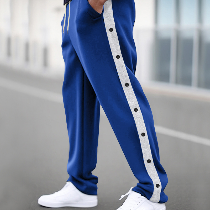 Men's clothing heavyweight casual sports men's autumn loose patchwork oversize straight wide leg large size trousers_voghion.com