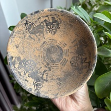 仿古汉白玉雕刻做旧马拉车龙凤茶碗玉碗工艺品摆件做旧碗