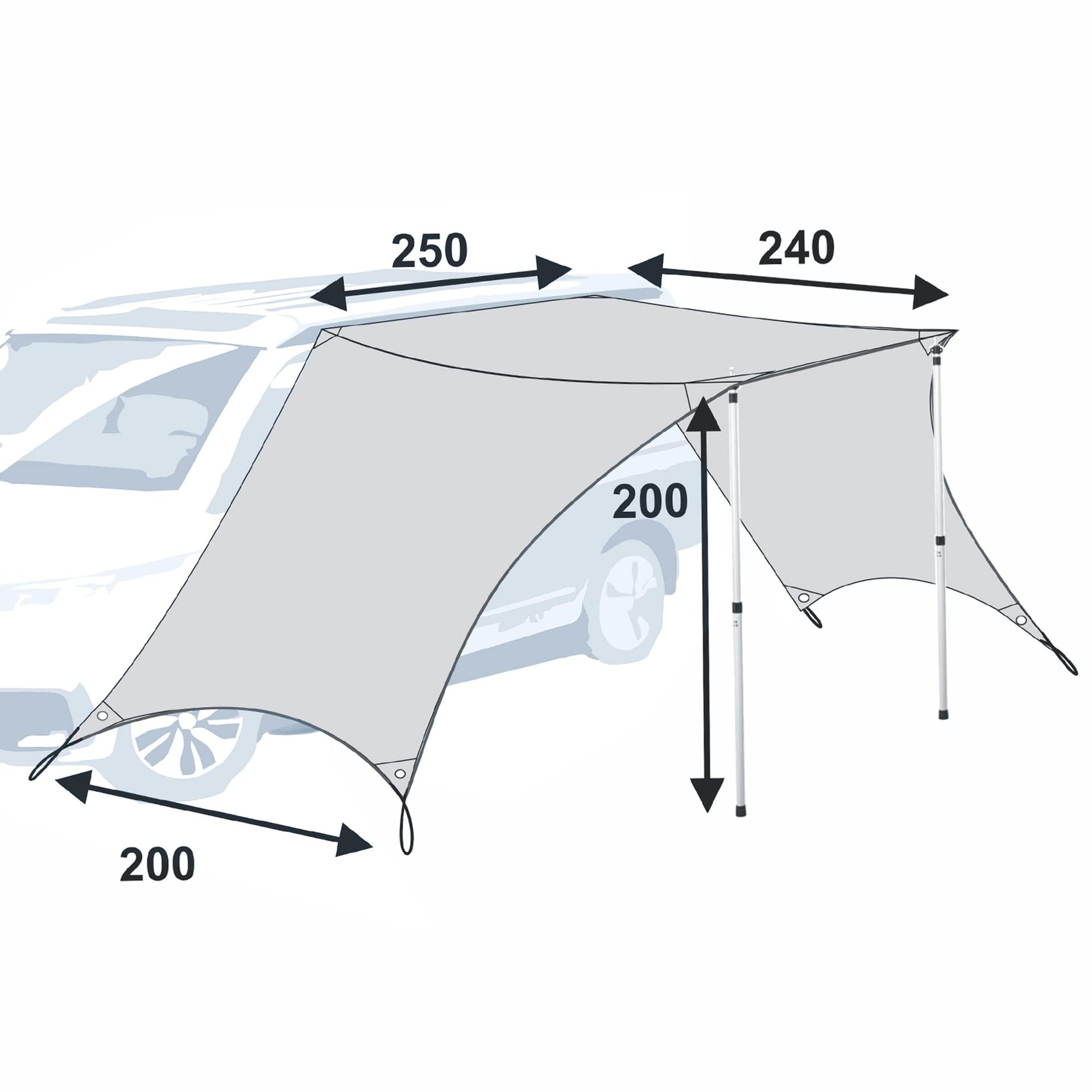 Car Side Awning Rv Sunshade Tent Camping Trunk Side Extension Outdoor Camping Canopy