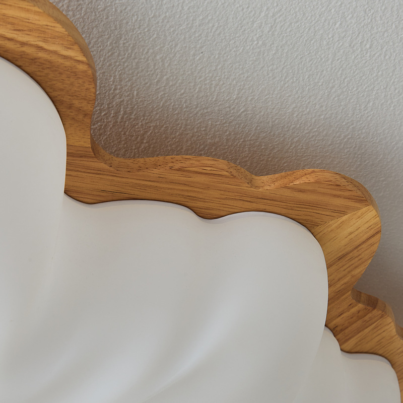 Lámpara de techo de dormitorio de color nogal, pétalos de madera maciza de estilo antiguo, espectro completo, protección ocular, habitación de libro súper brillante, lámpara de habitación para niños