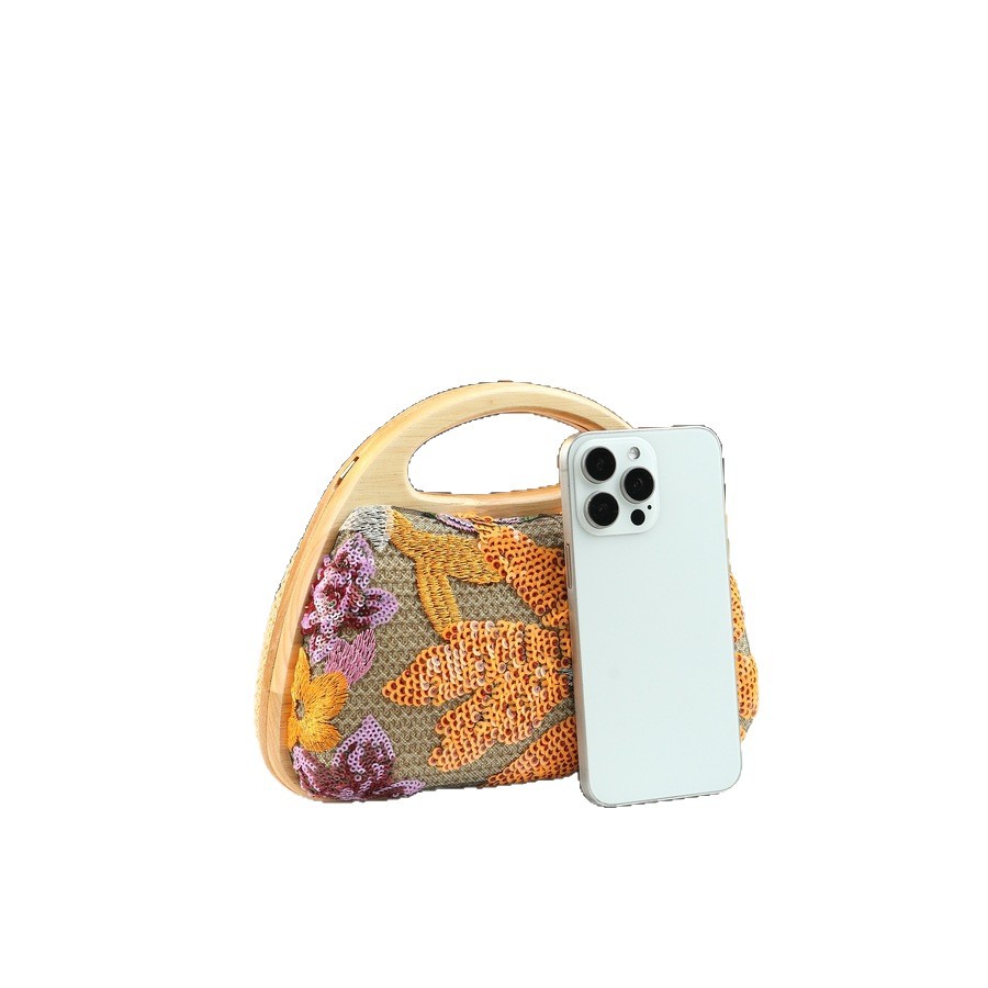 Women's Elegant Tote Bag Linen Heavy Duty Sequined Mesh Patchwork Embroidery Trendy Clip On Evening Bag_voghion.com