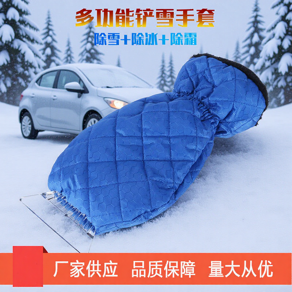 车载加厚手套雪铲车用雪刮带除霜护套毛绒保暖洗车机冰铲