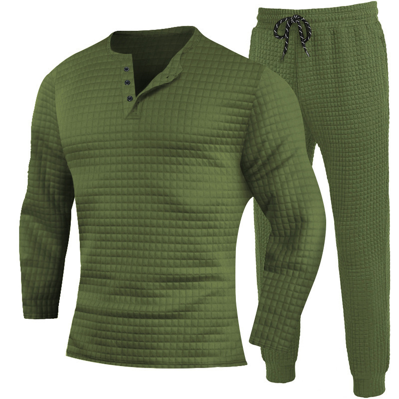 Herren Henley Shirt Und Jogger Hose Set Für Herbst Und Winter_voghion.com