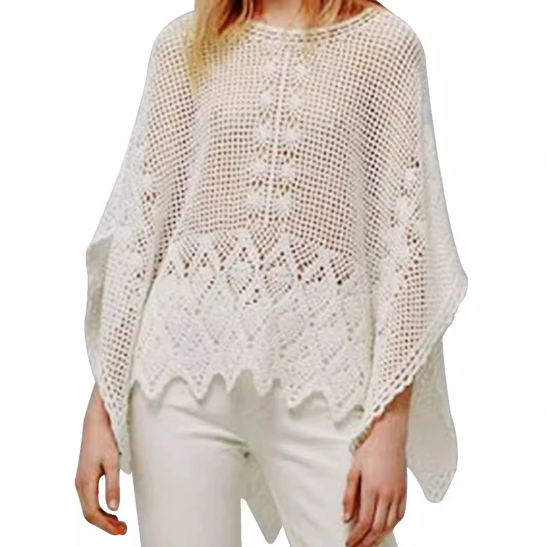 Внешняя торговля Трансграничная Европа, Европа и Амазонка производитель с круглым вырезом пуловер тонкая полая пляжная блузка весной и летом