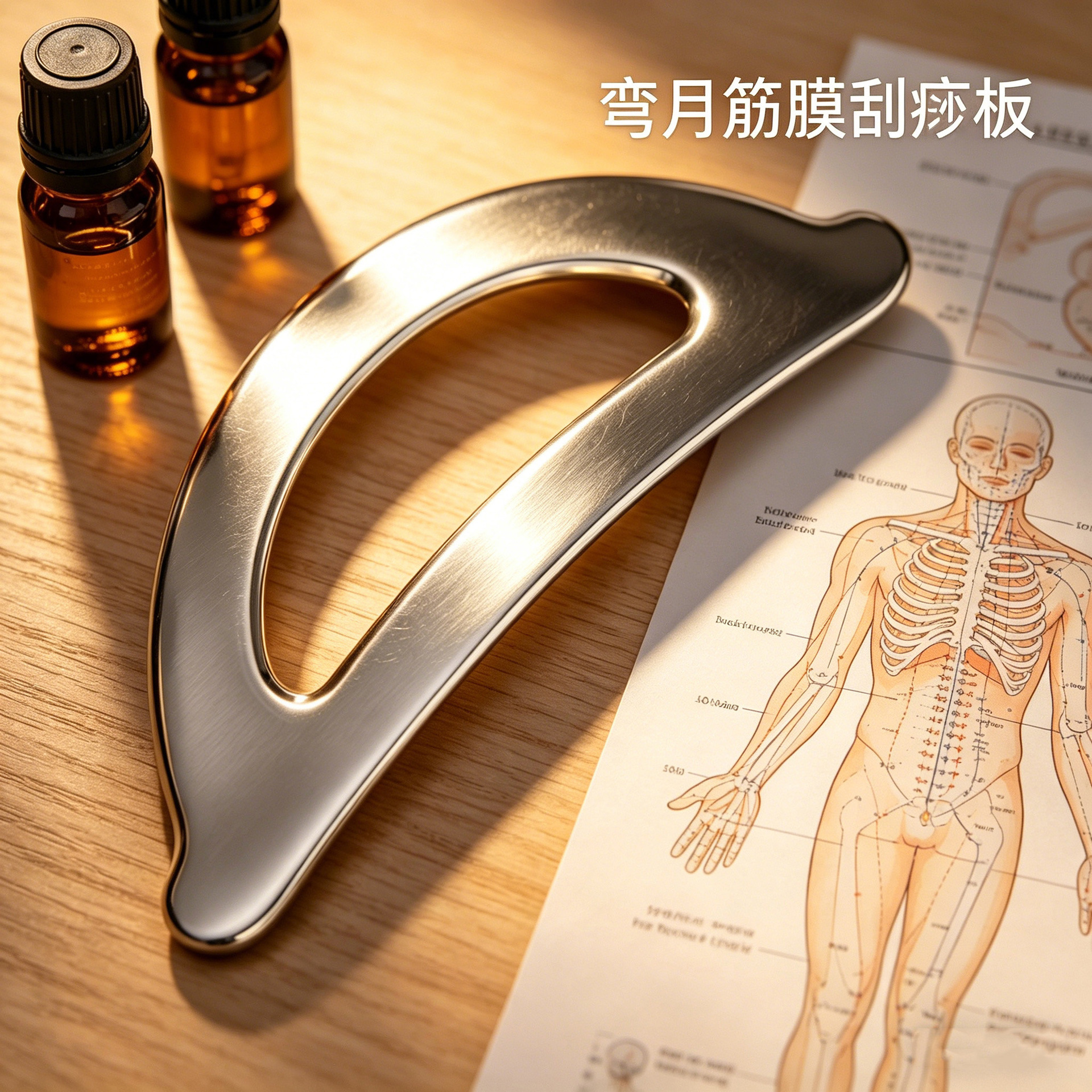 弯月不锈钢刮痧板按摩器刮痧紧致提拉器多功能筋膜刀全身肌肉按摩