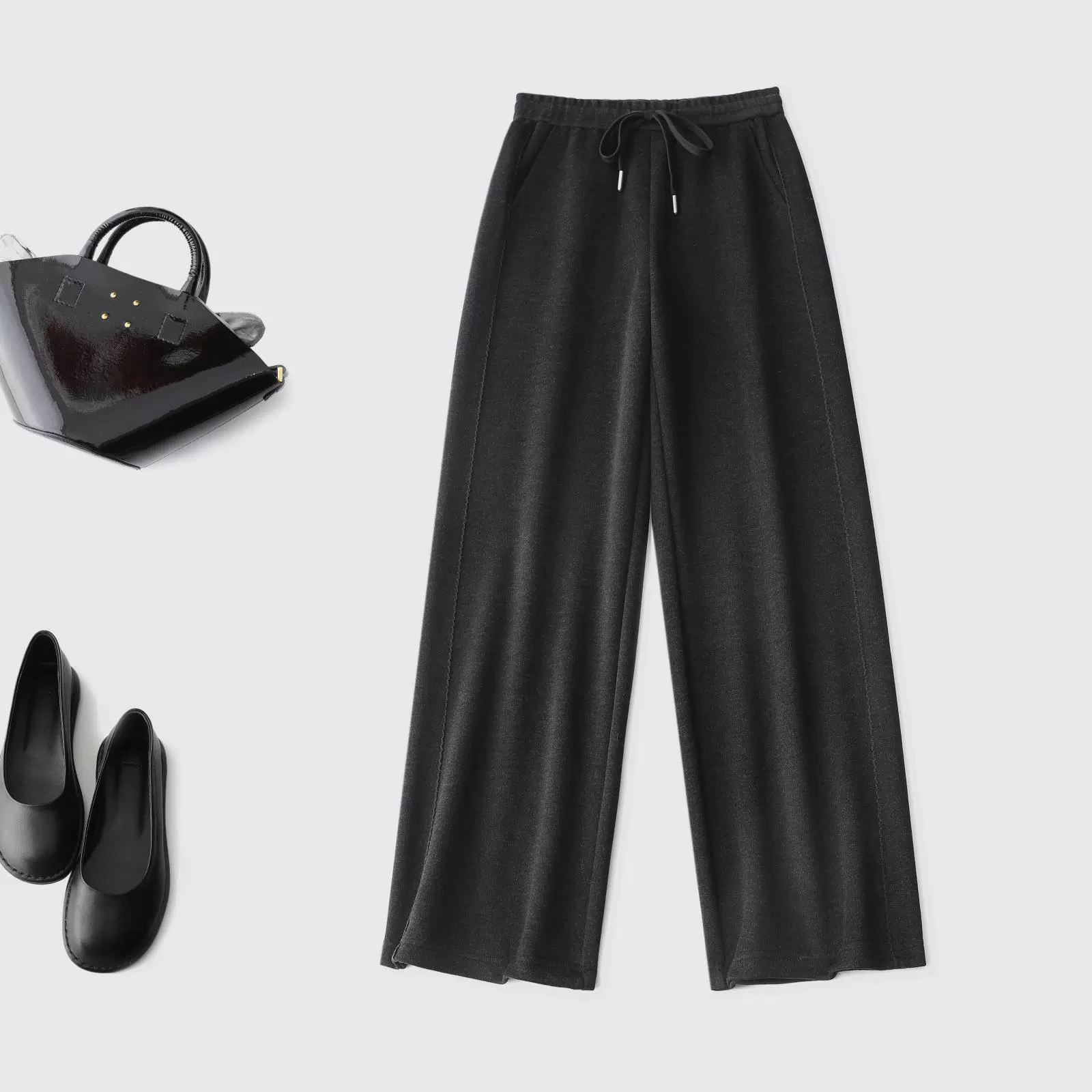 暖遇天然刺骨山羊绒加厚直筒裤松紧腰直筒阔腿裤高暖绒休闲裤